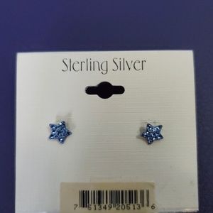 NWT Sterling Silver Blue Star Stud Earrings